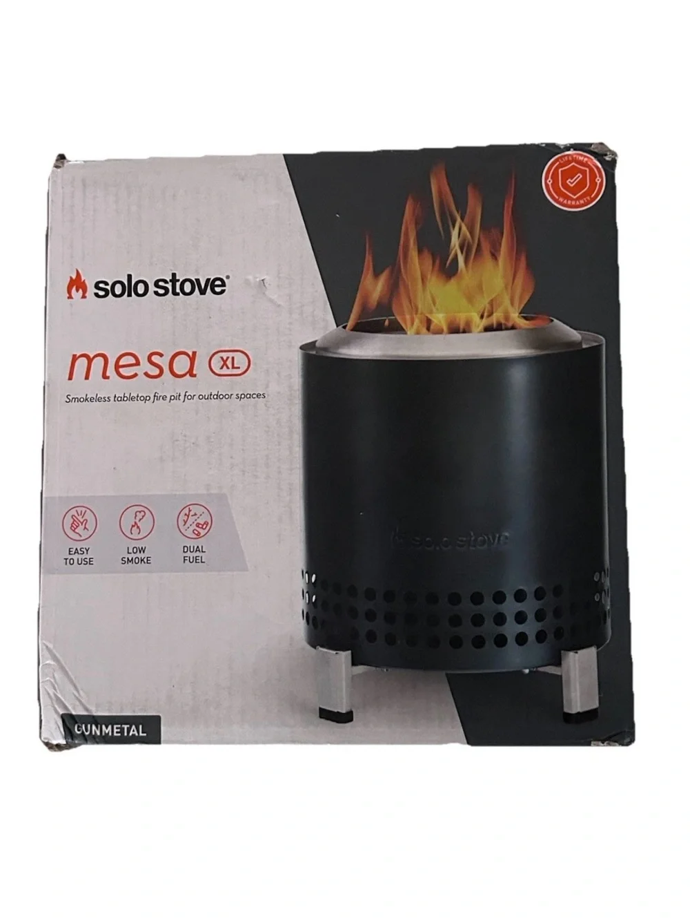 Solo Stove | Mesa XL Gunmetal Metallic Stainless Steel Table Top Fire Pit
